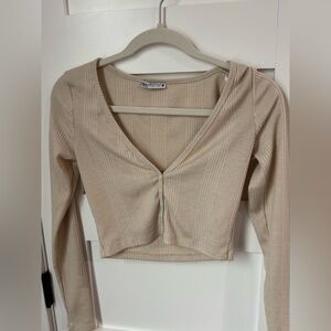 Zara Women’s Beige Button Front Crop Top size small